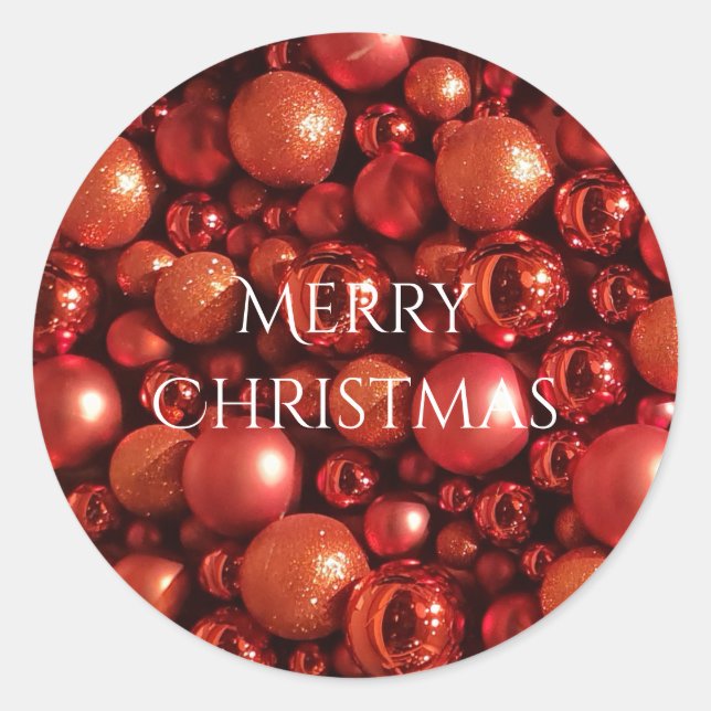 Weihnachtsdekoration Red Baubles Runder Aufkleber (Vorderseite)