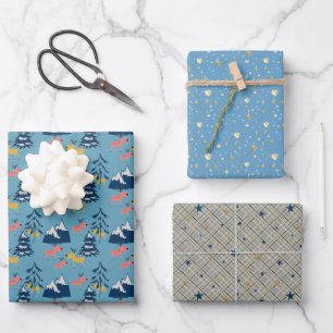 Weihnachtsdekoration, Retro, Weihnachten Geschenkpapier Set