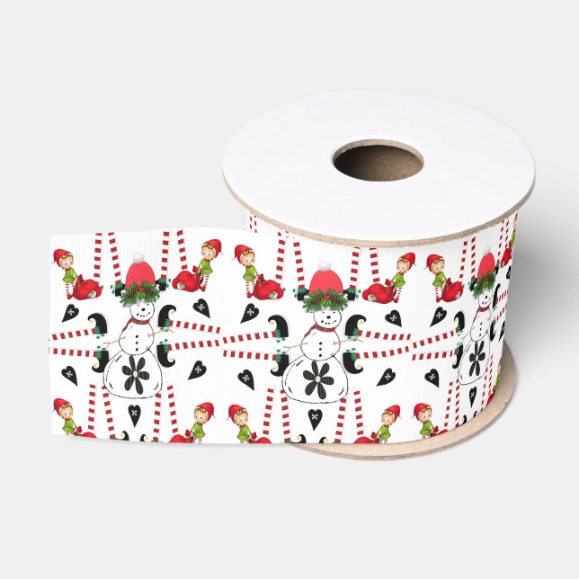 Weihnachtsdekoration Ribbon, Snowman Elf Ripsband (Spule)
