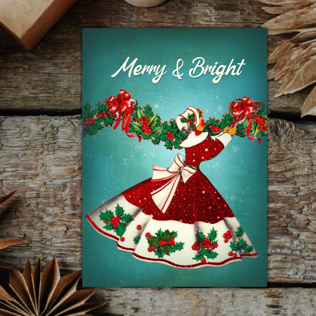 Weihnachtsdekoration Roter Glitzer Mädchen Einladung (Von Creator hochgeladen)