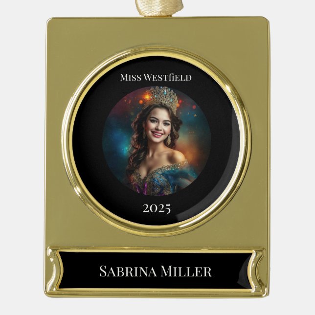 Weihnachtsdekoration Schönheitskönigin Banner-Ornament Gold (Vorderseite)