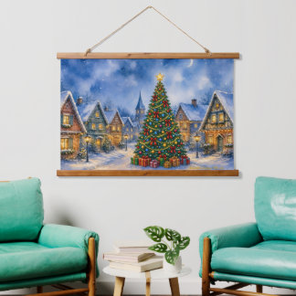 Weihnachtsdekoration Wandteppich Mit Holzrahmen