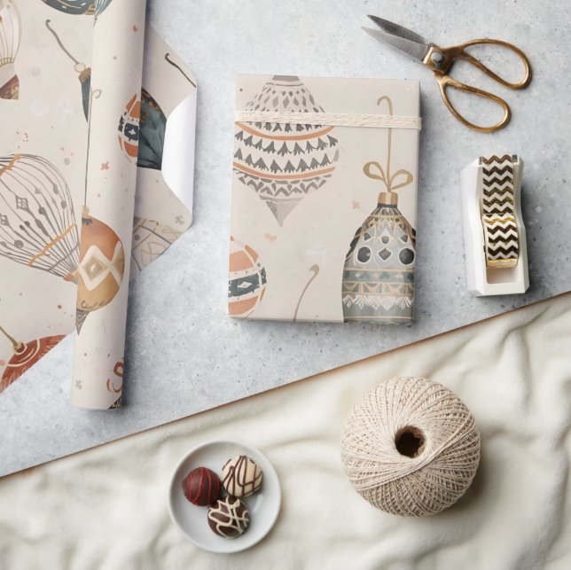 Weihnachtsdekoration Wasserfarbe Beige Festlich Geschenkpapier (Kunsthandwerk)