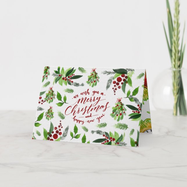 Weihnachtsdekoration Wasserfarben Kunst Karte (Vorderseite)