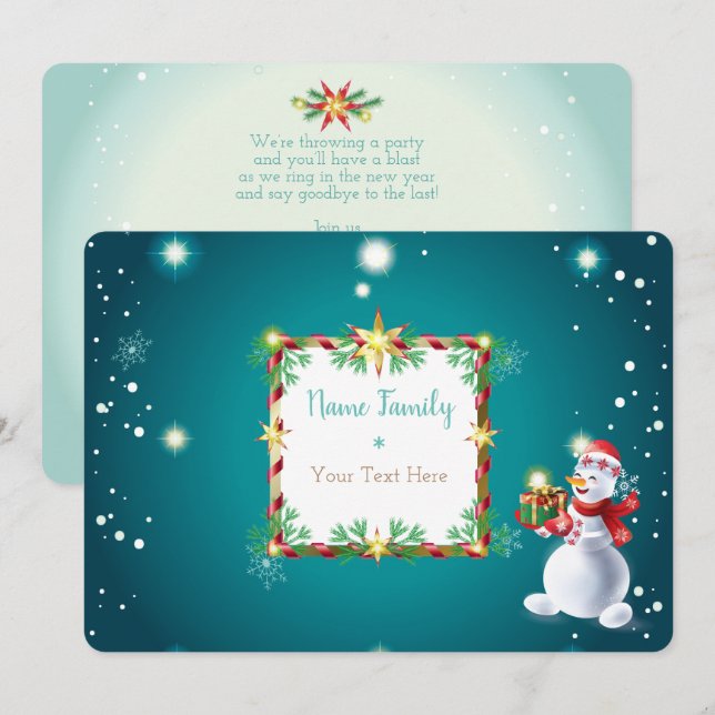 Weihnachtsdekoration Winter Fairy Tale Snowman Einladung (Vorne/Hinten)