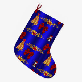 Weihnachtsdekorationen auf Blau Großer Weihnachtsstrumpf