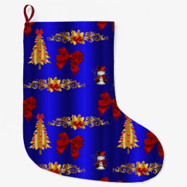 Weihnachtsdekorationen auf Blau Großer Weihnachtsstrumpf