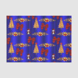Weihnachtsdekorationen auf Blau Seidenpapier