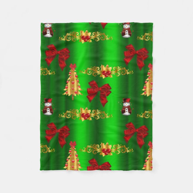Weihnachtsdekorationen auf Grün Fleecedecke (Vorderseite)