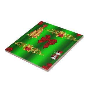 Weihnachtsdekorationen auf Grün Fliese