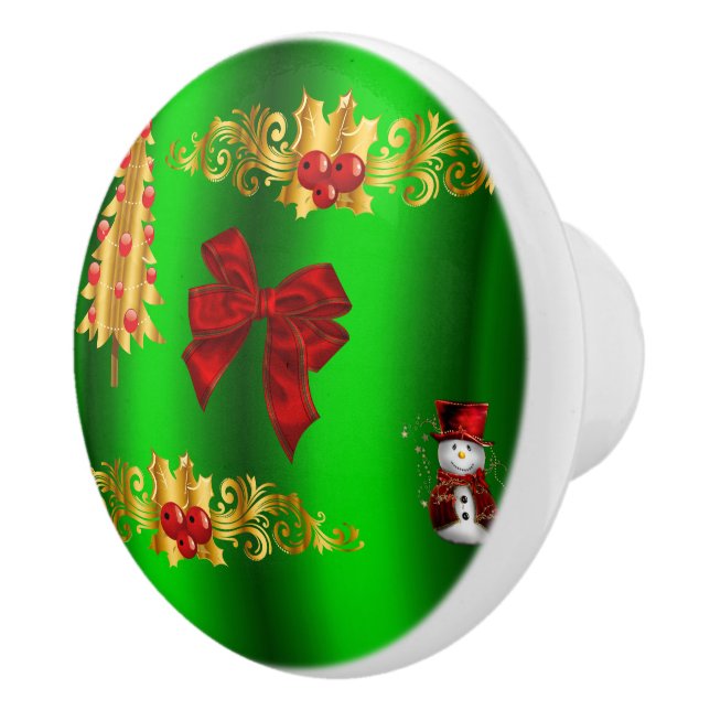 Weihnachtsdekorationen auf Grün Keramikknauf (Rechts)