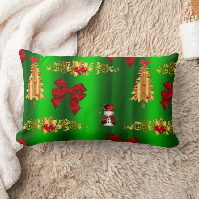 Weihnachtsdekorationen auf Grün Lendenkissen (Decke)