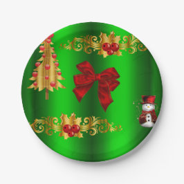 Weihnachtsdekorationen auf Grün Pappteller