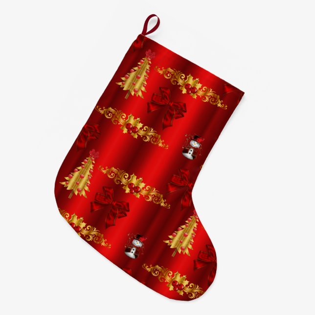 Weihnachtsdekorationen auf Rot Großer Weihnachtsstrumpf (Vorderansicht (hängend))