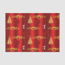 Weihnachtsdekorationen auf Rot Seidenpapier