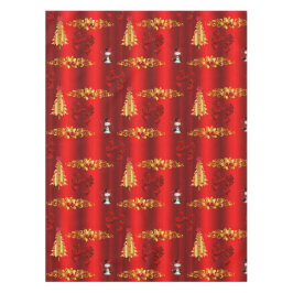 Weihnachtsdekorationen auf Rot Tischdecke