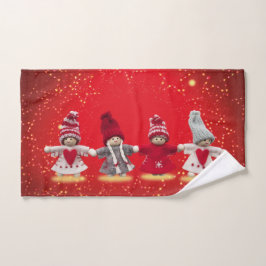 Weihnachtsdekorationen auf rotem Hintergrund Handtuch