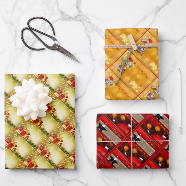 Weihnachtsdekorationen Geschenkpapier Set (Vorderseite)