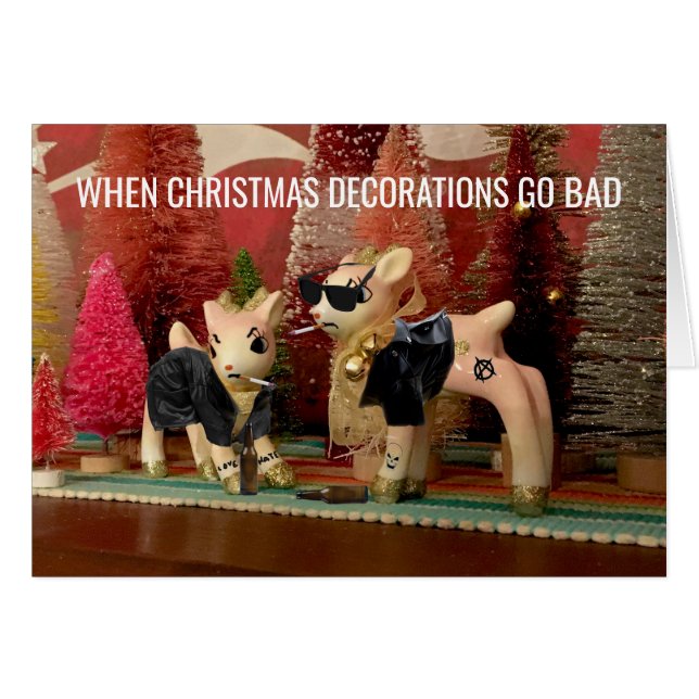 Weihnachtsdekorationen Gone Bad anpassbare Karte (Vorderseite (Horizontal))