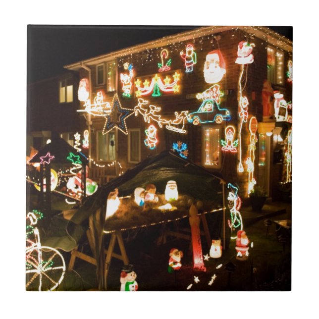 Weihnachtsdekorationen im Freien Fliese (Vorderseite)