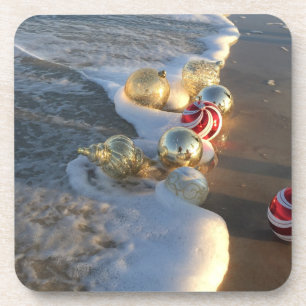 Weihnachtsdekorationen im Plastik des Ozeans Untersetzer