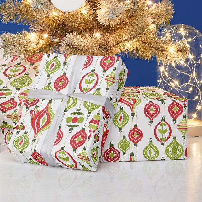 Weihnachtsdekorationen im Roten und Grünen Stil de Geschenkpapier (Feiertage)