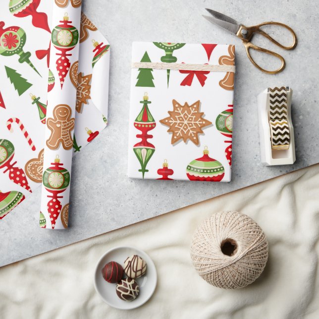 Weihnachtsdekorationen Lebkuchen Bonbons Geschenkpapier (Kunsthandwerk)