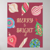 Weihnachtsdekorationen Merry & Bright Kunstprint