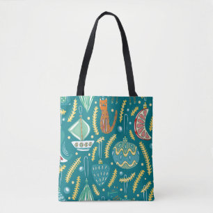 Weihnachtsdekorationen nahtlos Muster. Bright-Prot Tasche