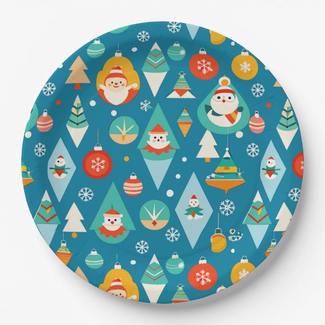 Weihnachtsdekorationen und Weihnachtsdekorationen Pappteller (Vorderseite)