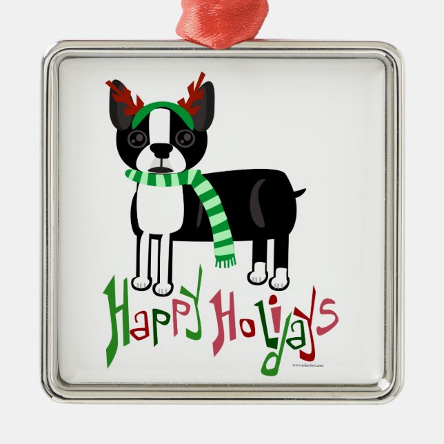 Weihnachtsdekorationshund Silbernes Ornament (Vorne)