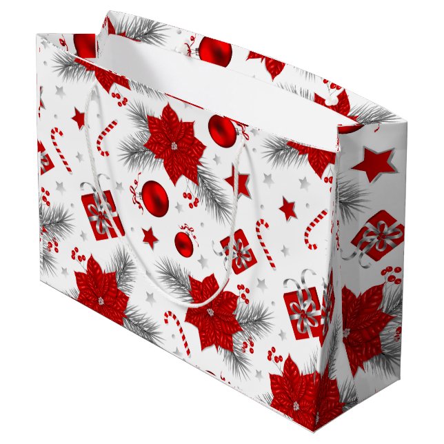 Weihnachtsdekorationsmuster Große Geschenktüte (Rückseite Schrägansicht)