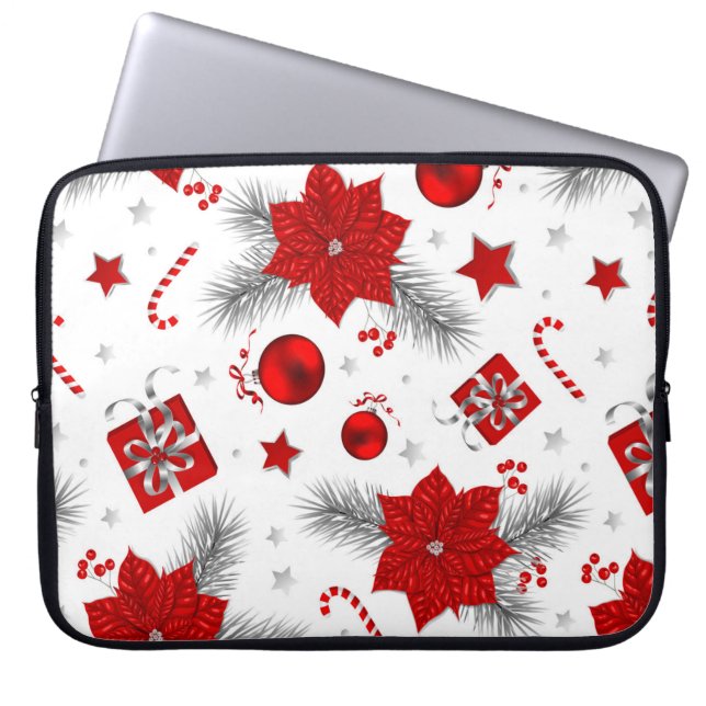 Weihnachtsdekorationsmuster Laptopschutzhülle (Vorderseite)