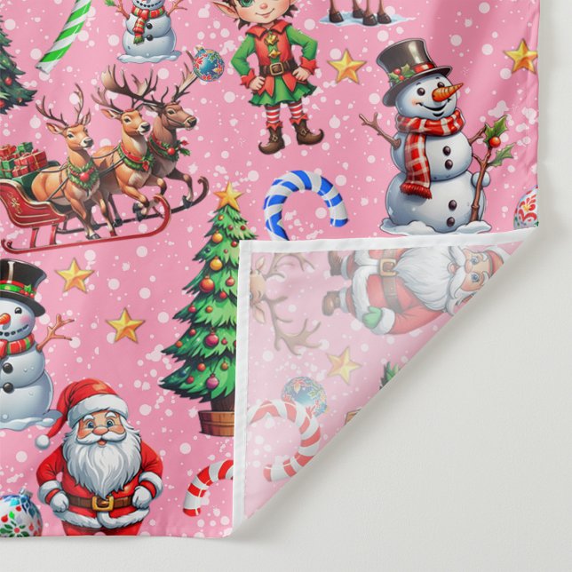 Weihnachtsdekorationsmuster mit rosa Hintergrund Wandteppich (Von Creator hochgeladen)