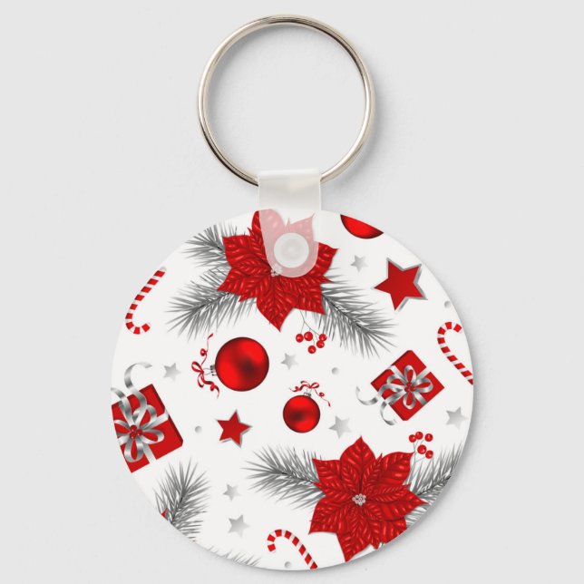 Weihnachtsdekorationsmuster Schlüsselanhänger (Vorderseite)