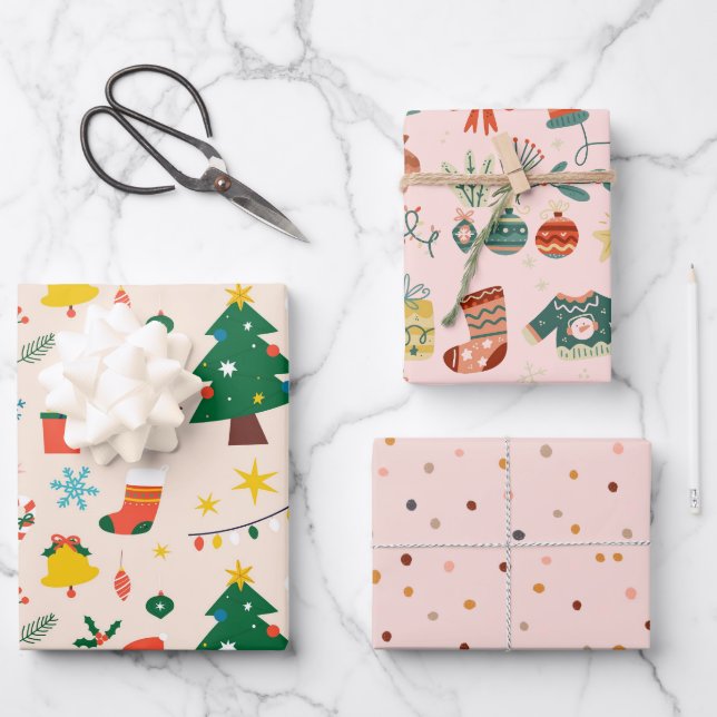 Weihnachtsdekorationspapier Geschenkpapier Set (Vorderseite)