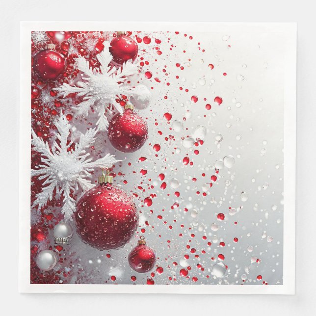 Weihnachtsdekore in Rot und Weiß Serviette (Vorderseite)