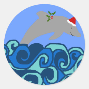 Weihnachtsdelphinaufkleber Runder Aufkleber