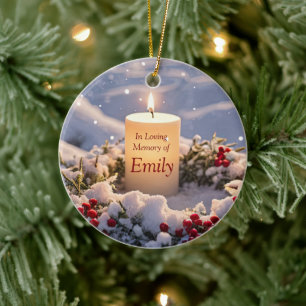 Weihnachtsdenkmal-Individuelle Name-Kerze Keramik Ornament