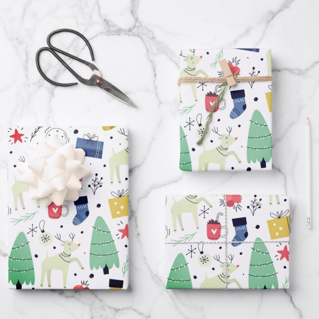 Weihnachtsdesign Geschenkpapier Set (Vorderseite)