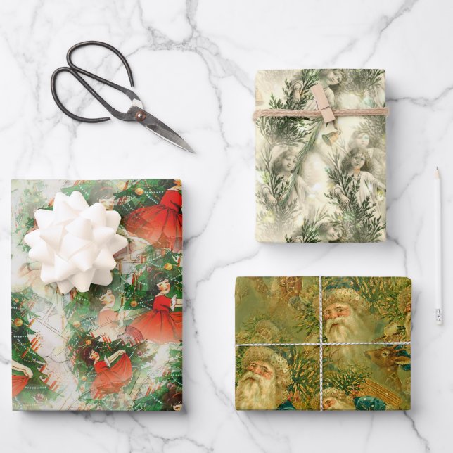 Weihnachtsdesign Geschenkpapier Set (Vorderseite)