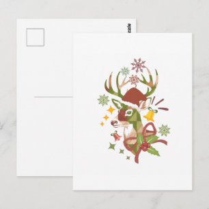 Weihnachtsdesign mit buntem Hirsch Postkarte