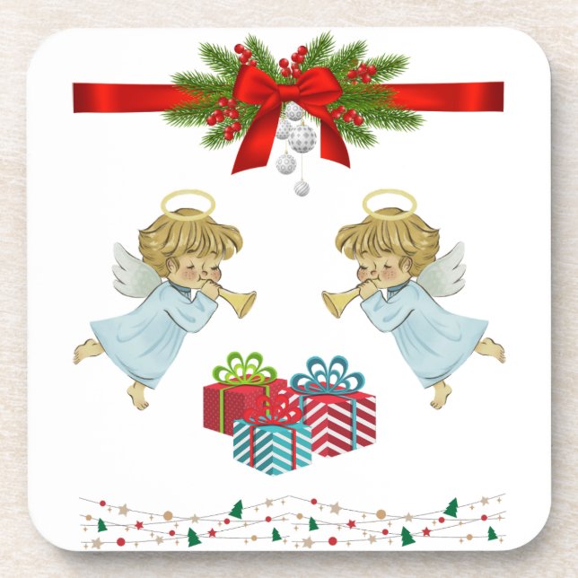 Weihnachtsdesign mit Engeln Getränkeuntersetzer (Vorderseite)