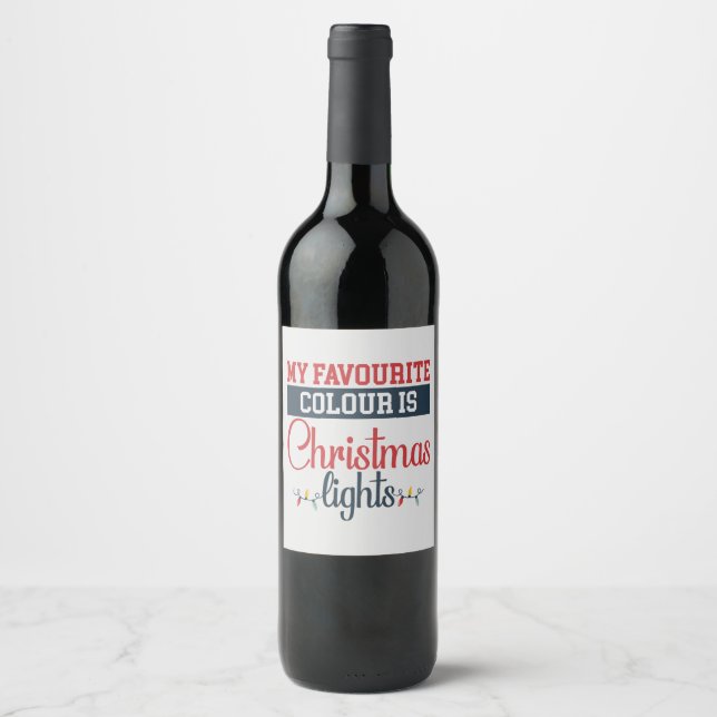 Weihnachtsdesign mit Lichtern Weinetikett (Vorderseite)