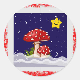 Weihnachtsdesign Pilze Runder Aufkleber