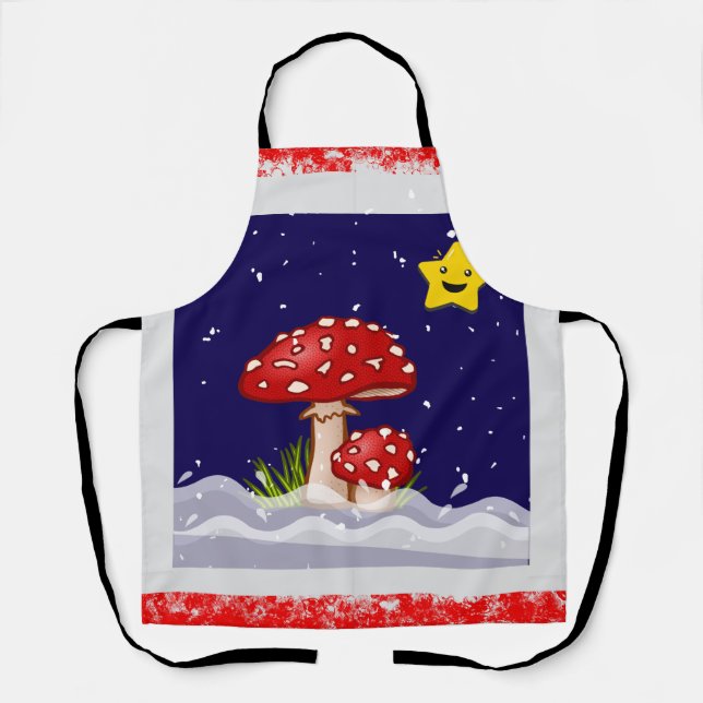 Weihnachtsdesign Pilze Schürze (Vorderseite)