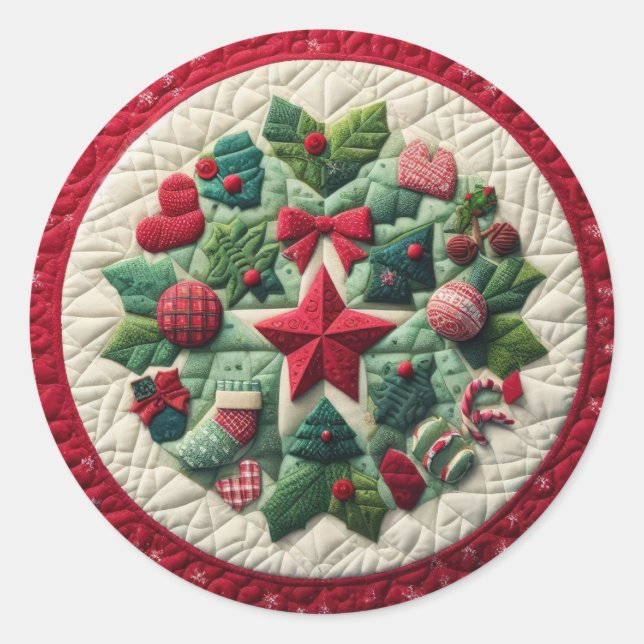 Weihnachtsdesign Runder Aufkleber (Vorderseite)