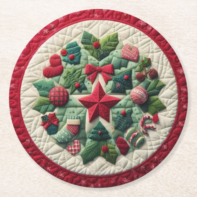 Weihnachtsdesign Runder Pappuntersetzer (Vorderseite)