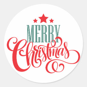 Weihnachtsdesign und Sterne Runder Aufkleber