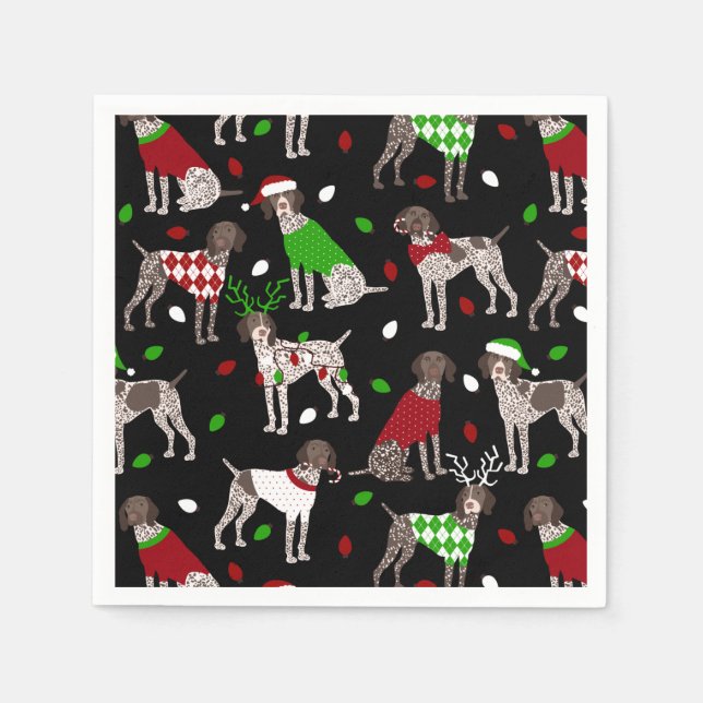 Weihnachtsdeutsch Kurzhaar Pointer Napkins Serviette (Vorderseite)